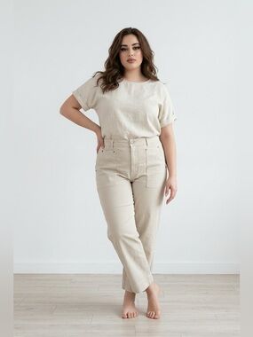 Barrel Khaki Women’s Cream Pants | Size 20 | Cotton/ Spandex